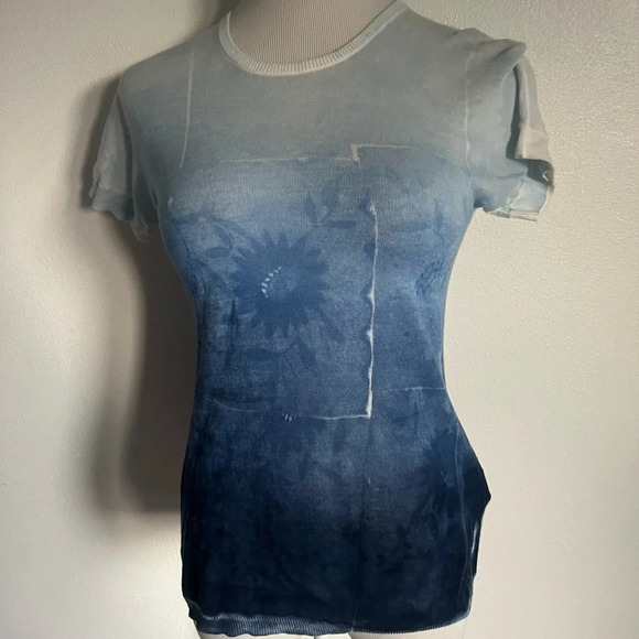 Marika Charles Blue Flowers Hand Printed Sweater, size 2 - Picture 8 of 8